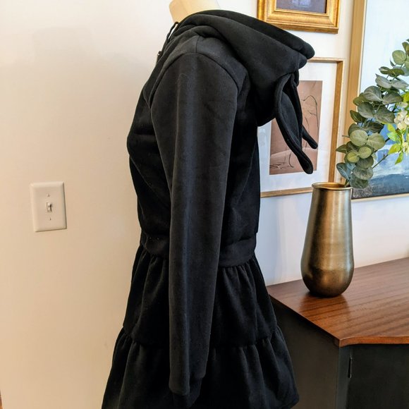 NWT Cosplay Harajuku Black Fleece Skirted Hoodie with Ears - Picture 4 of 9